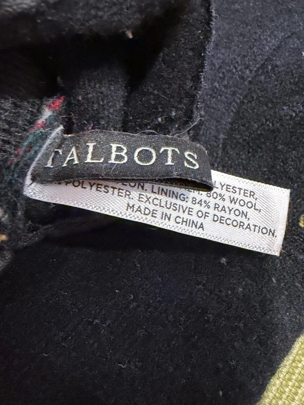 Talbots Black Wool-Blend Hat